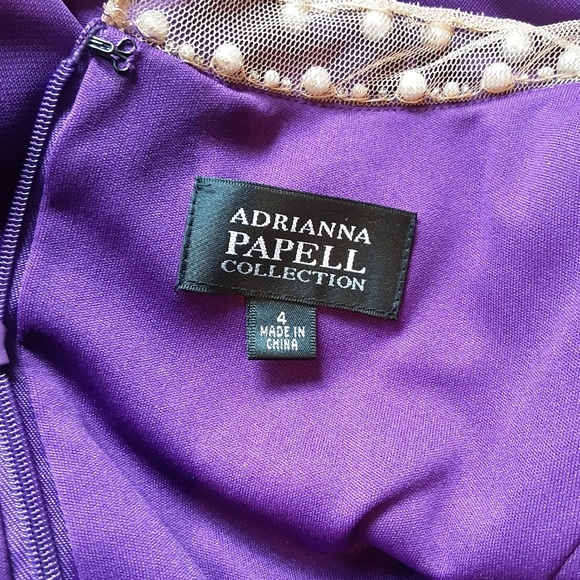 Long Purple Gown with Jeweled Mesh Neckline - Picture 9 of 9